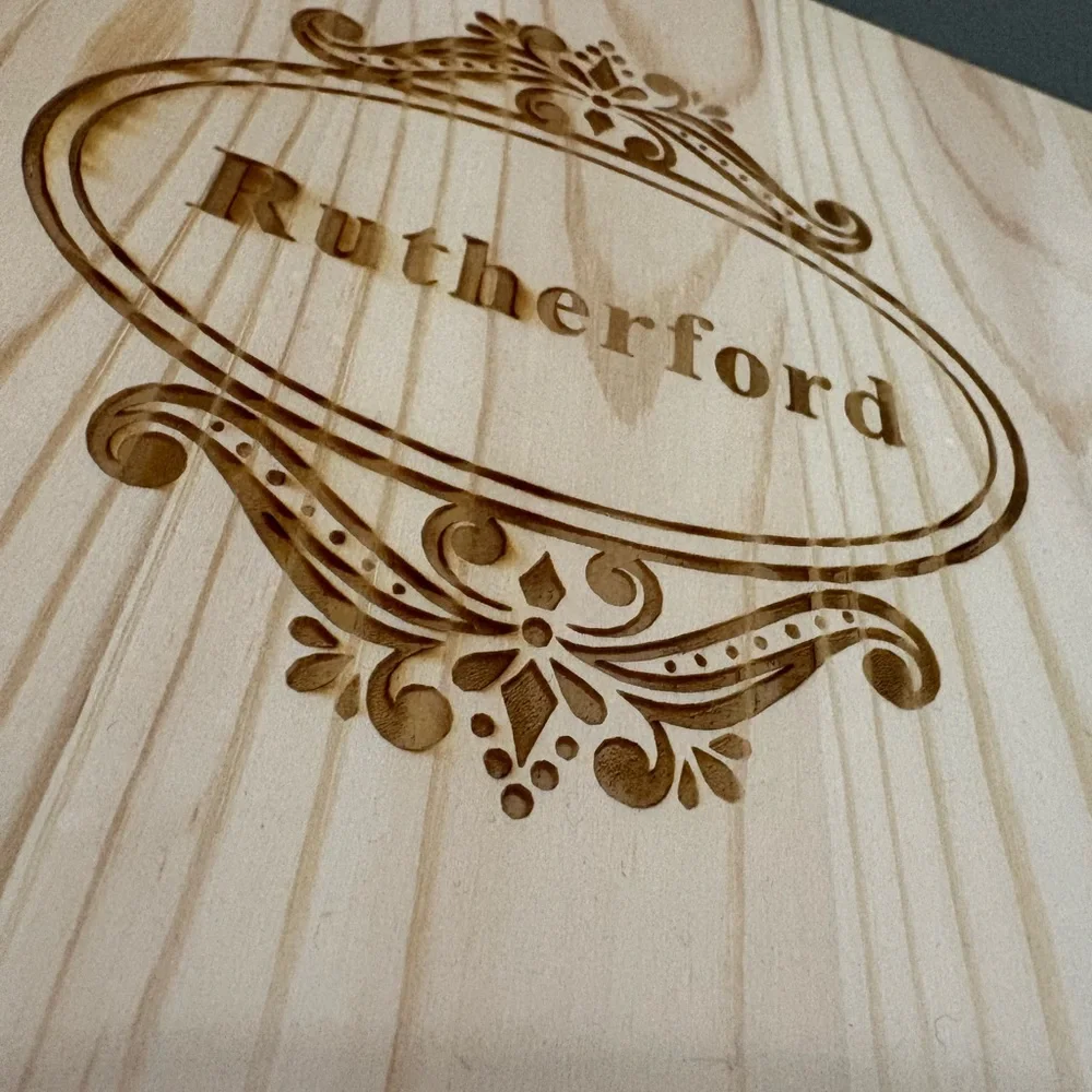 Personalized - RUTHERFORD - Clear Glass Decanter Set with Wooden Box